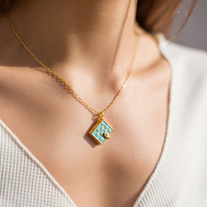 Stardust Book Locket (Aquamarine) - Gold